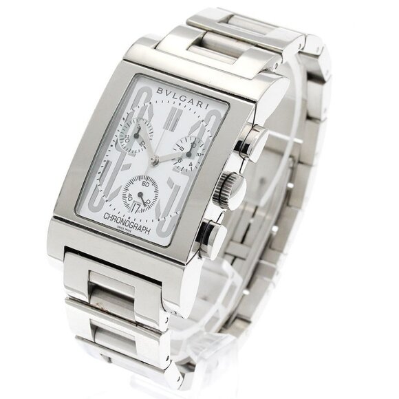 BVLGARI Rettangolo RTC49S Date Chronograph White Dial Quartz Men's Watch_884169 - Picture 3 of 7